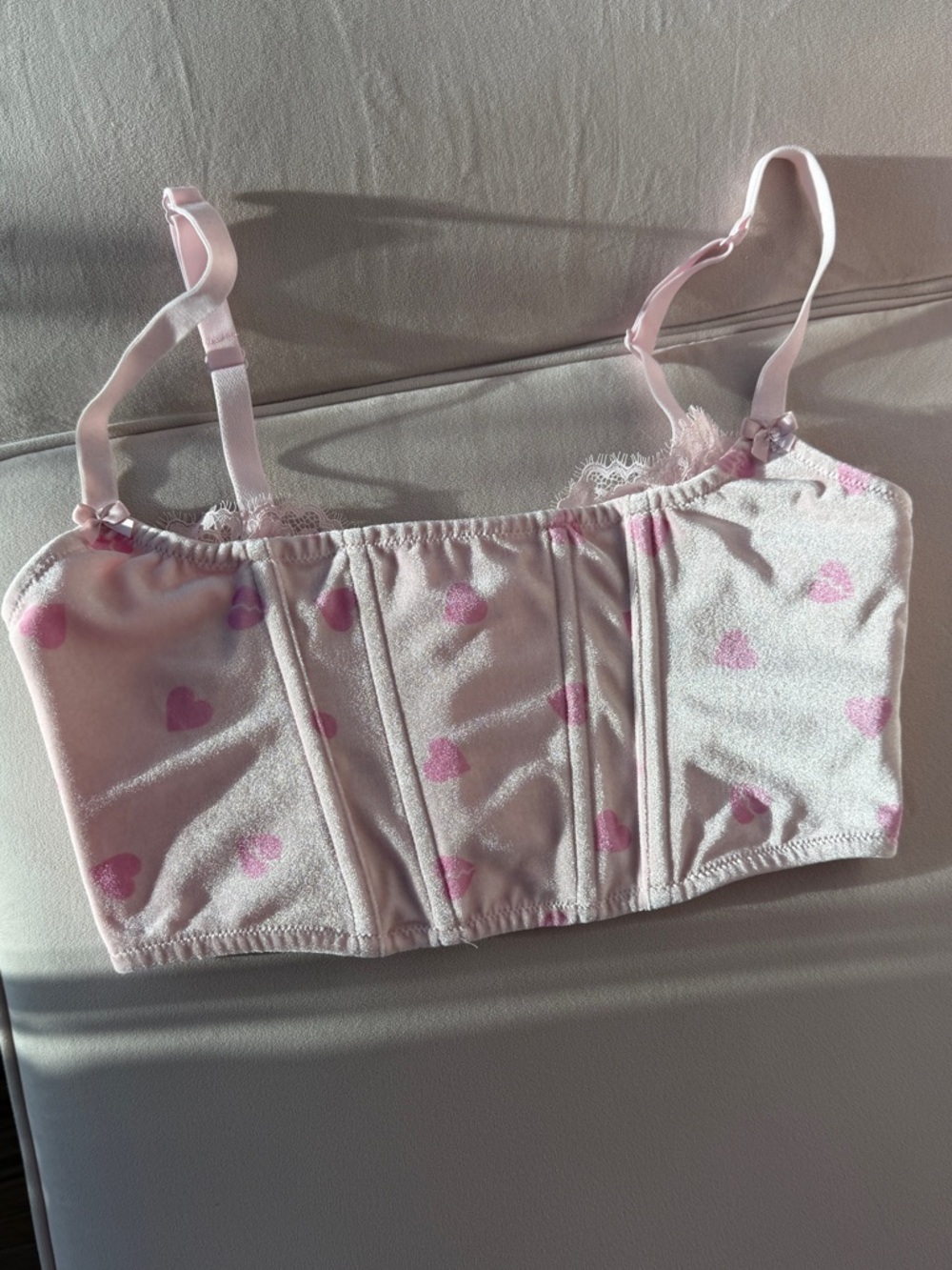 SKIMS Velvet Heart Print Lace Bralette